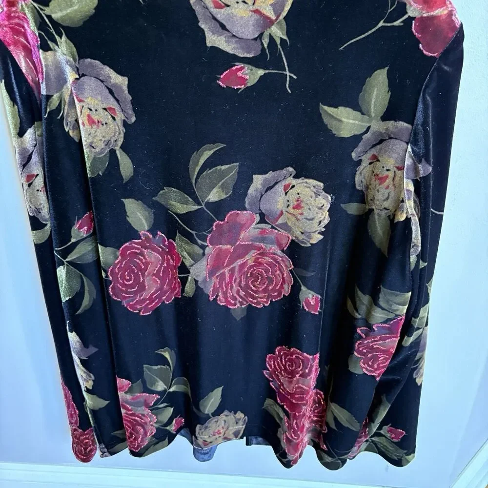 Sweetheart Jeffrey‎ & Dara  Velvet Burnout Red Rose Jacket Size 18W wearable Art